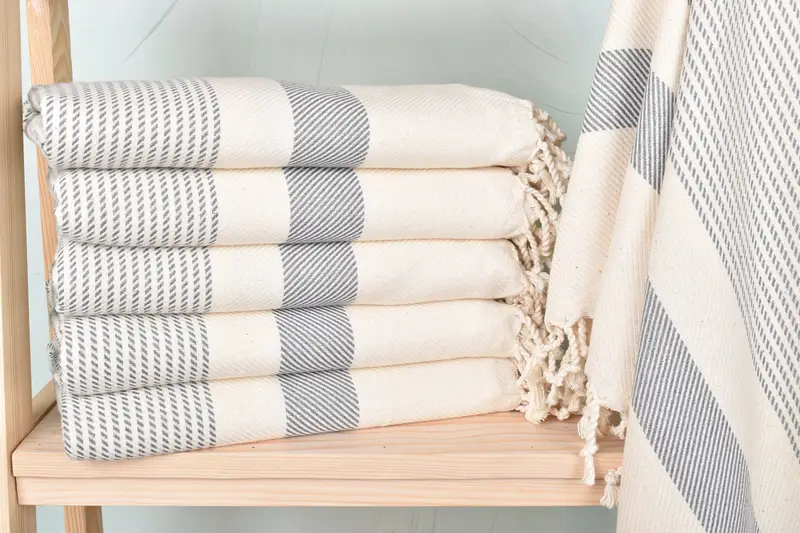 Personalized Turkish Beach Towel Gray Polka Dot, 40x71 Inches