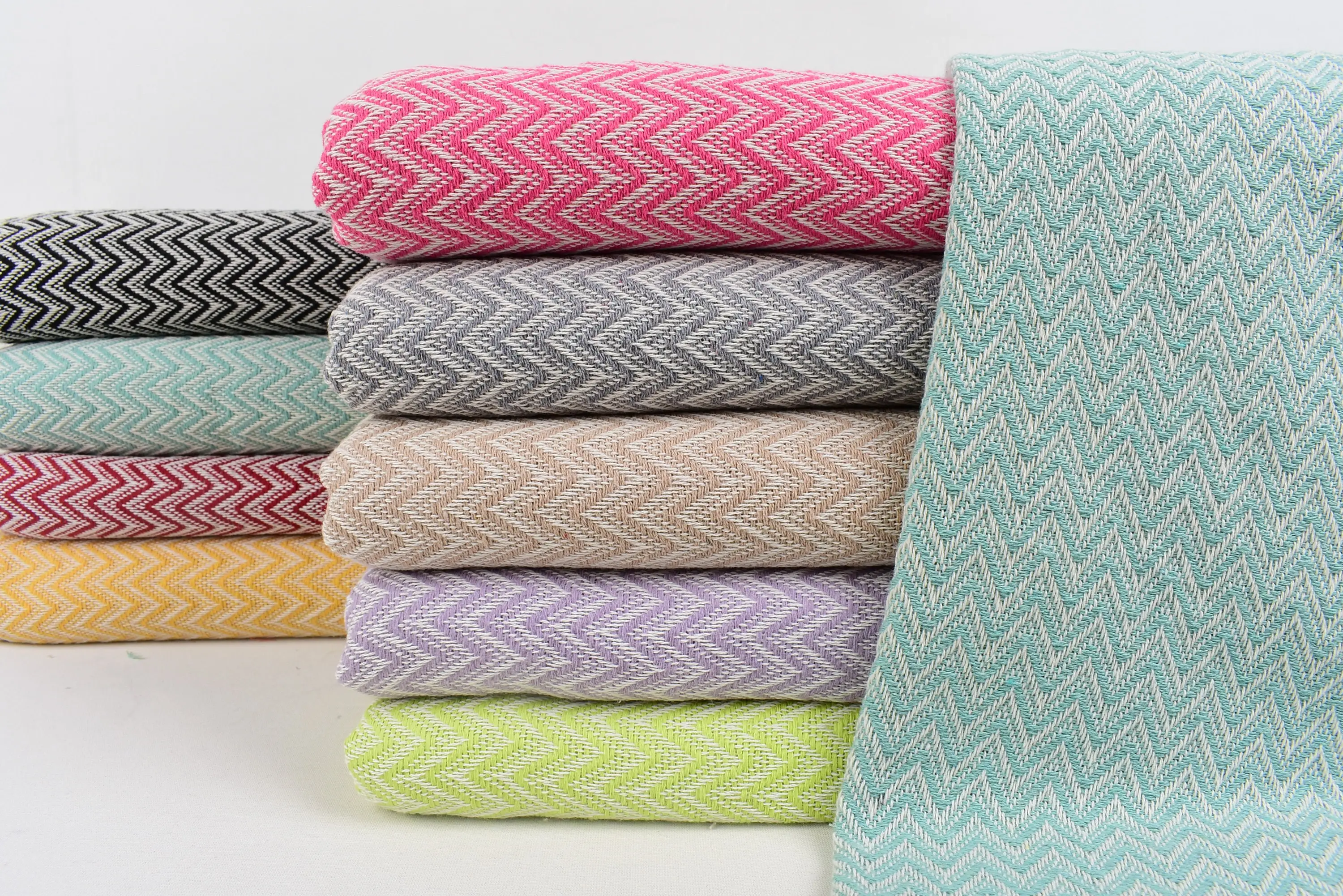 Bridal Shower Gift Gray Zig Zag Organic Cotton Blanket, 75x63 Inches - 1