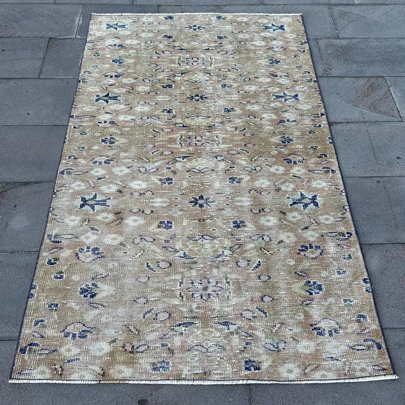 Alfombra con estampado animal beige y azul de 3,7x6,1 pies, estilo único