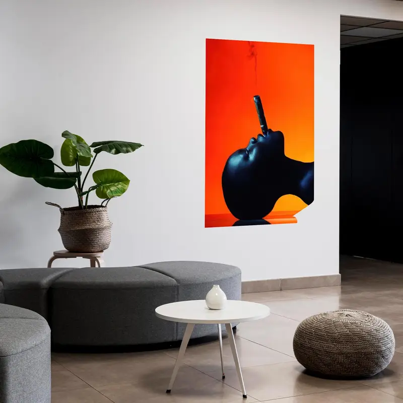 タバコを持つモダンな黒人女性 - エレガントなプリントキャンバスアート