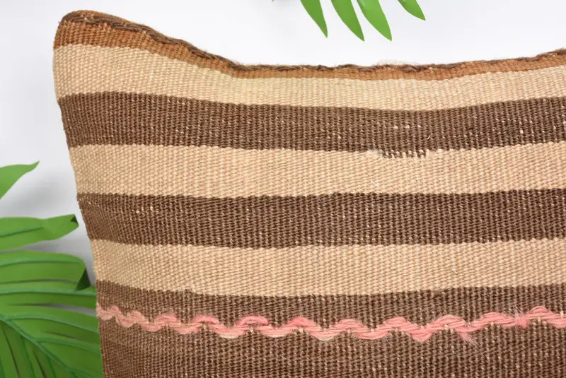 Outdoor Throw Pillow Case, Interior Designer Pillow, 14x14 Brown Pillow, Boho Pillow Sham Cover, Pillow Sham, Ethnical Kilim Rug Pillow - 2