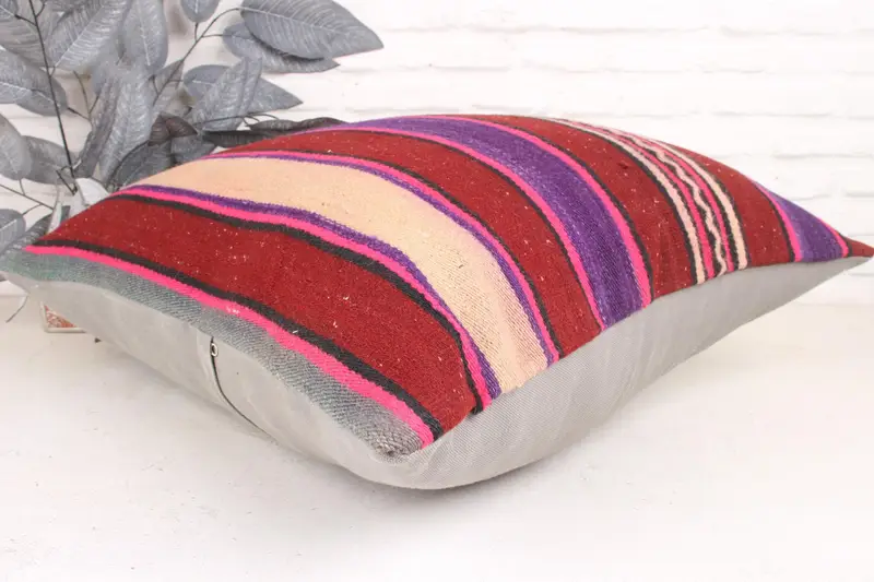 Boho Chic Pillow Cover, Vintage Pillow, Boho Pillow, Armchair Cushion Cover, Cushion Case, Home Decor Pillow, 24x24 Red Pillow Cover - 6