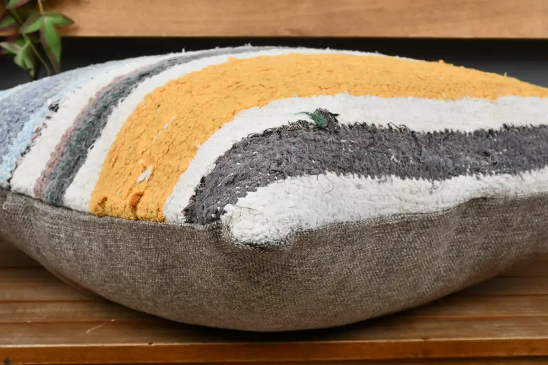 Couch Pillow Cover, Aesthetic Cushion, Boho Pillow Sham Cover, Vintage Kilim Pillow, Cushion Cover, 22x22 Yellow Cushion, Vintage Pillow - 3