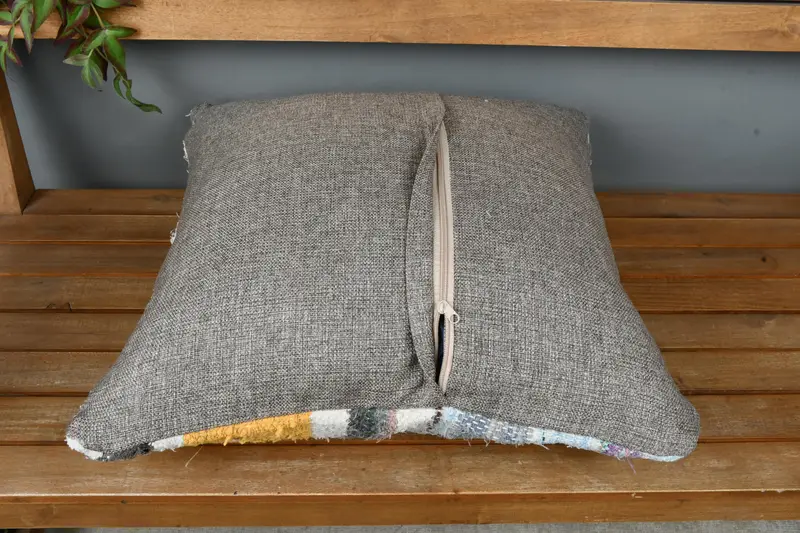 Couch Pillow Cover, Aesthetic Cushion, Boho Pillow Sham Cover, Vintage Kilim Pillow, Cushion Cover, 22x22 Yellow Cushion, Vintage Pillow - 5