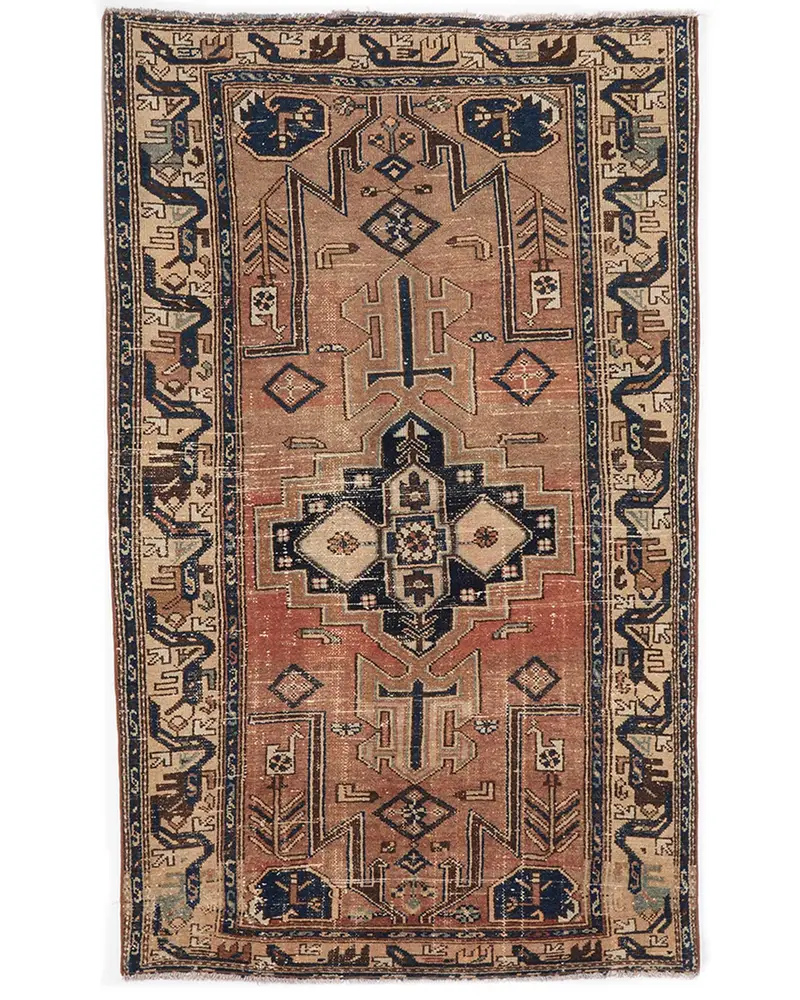 Kahverengi, Mavi Çizgili Halı, 4,3x6,9 ft Zarif Tasarım