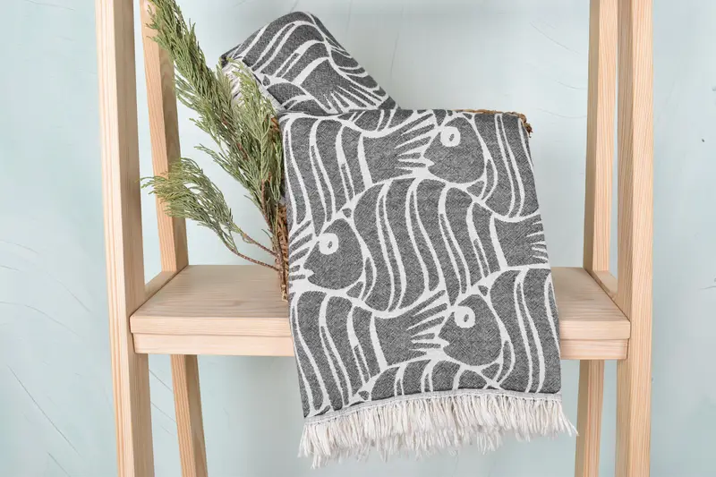 Peshtemal Towel, Monogram Towels, 70x36 Cotton Fish Design Towel, Gift Towel, Turkish Towel Beach Towel, Monogrammed Beach Towel, Bridal Shower Gift - 5
