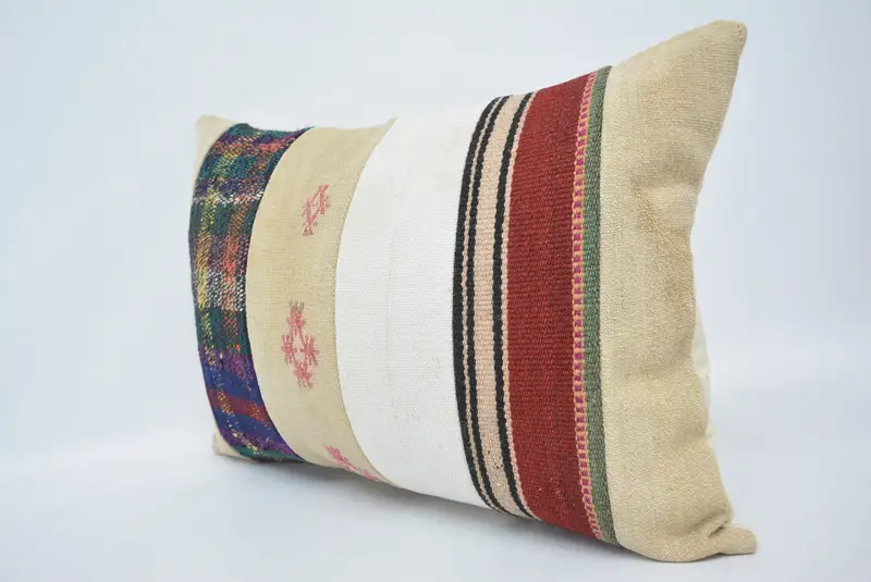 Boho Pillow Sham Cover, Bolster Cushion Case, 16x24 Beige Pillow, Turkish Pillow, Pillow for Sofa, Cozy Throw Cushion Case, Cushion - 4