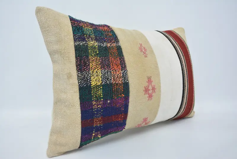 Boho Pillow Sham Cover, Bolster Cushion Case, 16x24 Beige Pillow, Turkish Pillow, Pillow for Sofa, Cozy Throw Cushion Case, Cushion - 3