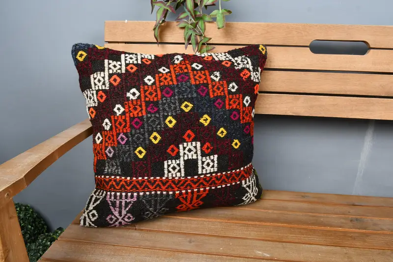 Kilim Pillow Cover, Interior Designer Pillow, Nautical Throw Pillow Sham, Gift Pillow, Cushion Case, 18x18 Brown Pillow Cover - 1