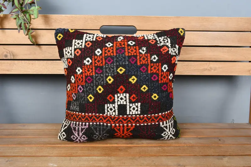 Kilim Pillow Cover, Interior Designer Pillow, Nautical Throw Pillow Sham, Gift Pillow, Cushion Case, 18x18 Brown Pillow Cover - 6