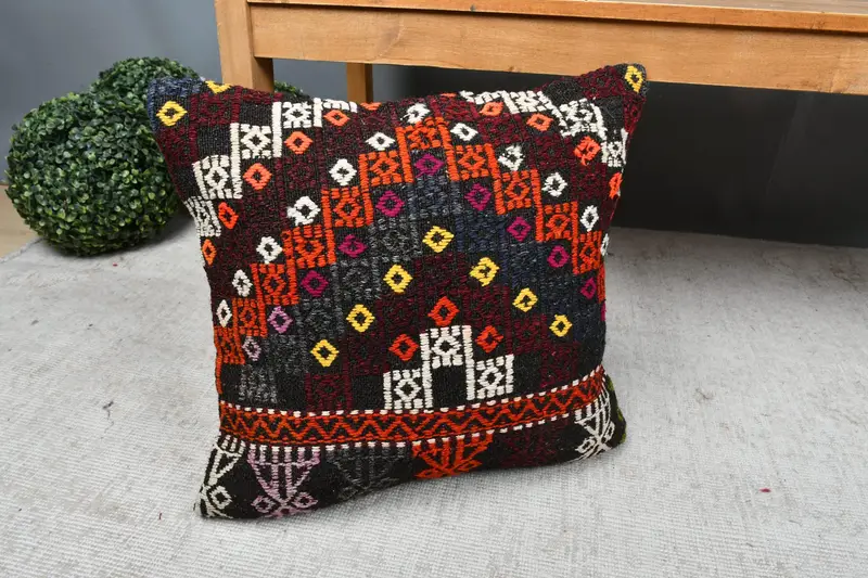 Kilim Pillow Cover, Interior Designer Pillow, Nautical Throw Pillow Sham, Gift Pillow, Cushion Case, 18x18 Brown Pillow Cover - 7