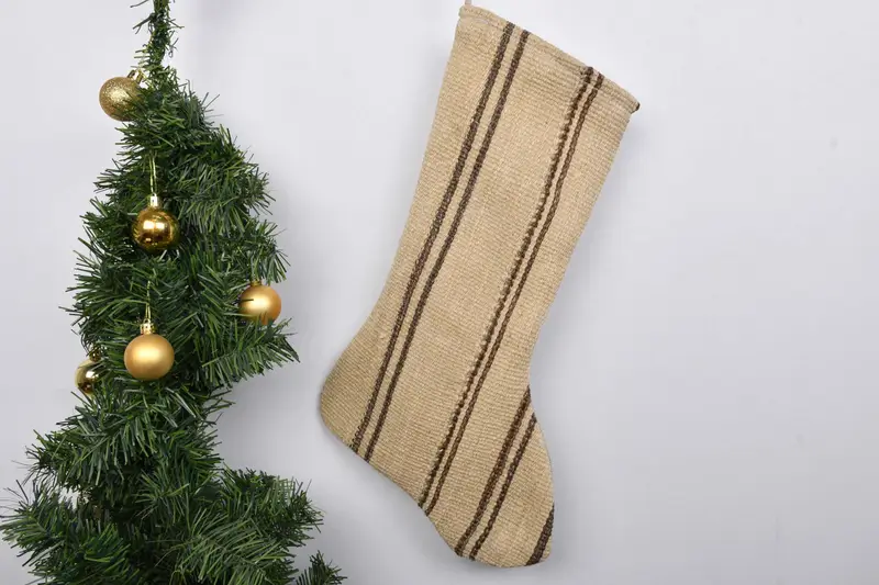 Decoración navideña rústica, media familiar personalizada con patrón de adornos navideños