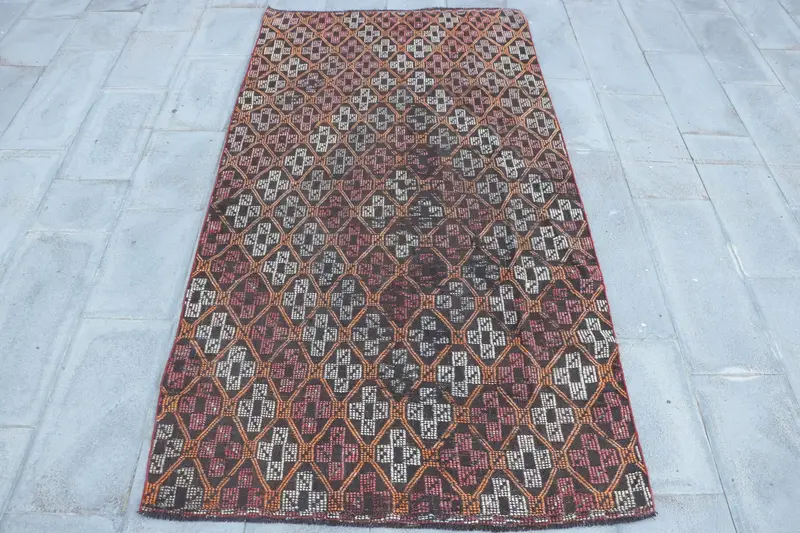 Canlı 4,2x8,1 ft Halı, Patchwork Turuncu ve Pembe