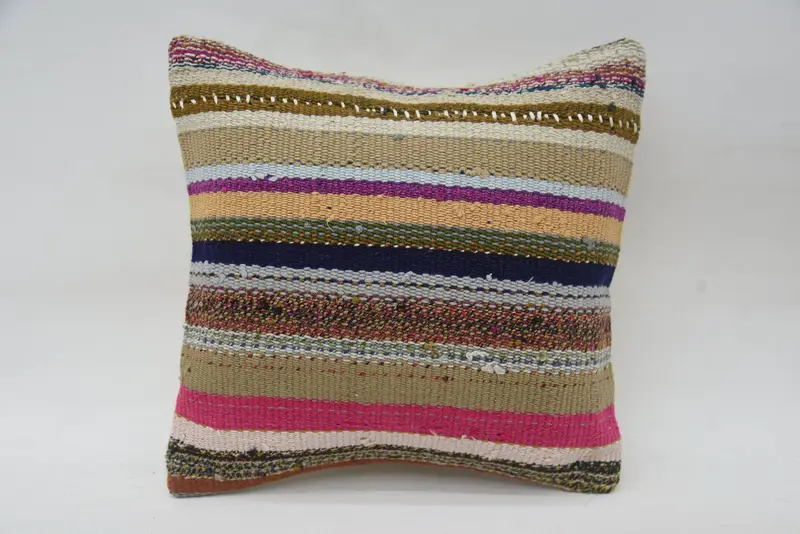 12x12 Brown Cushion, Turkish Kilim Pillow, Vintage Kilim Throw Pillow, Accent Throw Cushion, Pillow for Sofa, Pillow, Yoga Pillow - 4