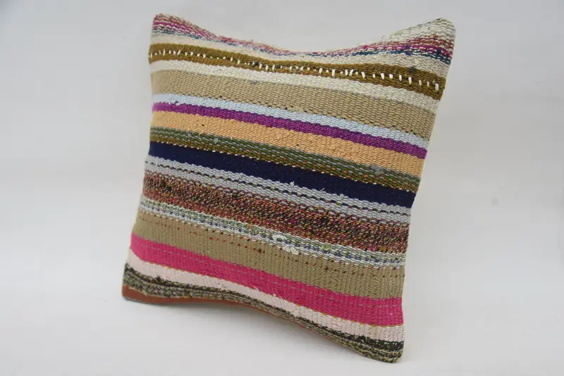 12x12 Brown Cushion, Turkish Kilim Pillow, Vintage Kilim Throw Pillow, Accent Throw Cushion, Pillow for Sofa, Pillow, Yoga Pillow - 3