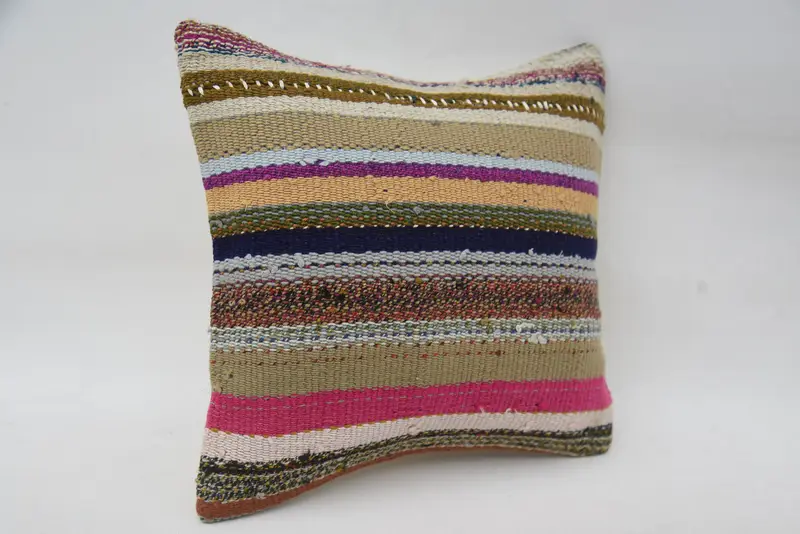 12x12 Brown Cushion, Turkish Kilim Pillow, Vintage Kilim Throw Pillow, Accent Throw Cushion, Pillow for Sofa, Pillow, Yoga Pillow - 2