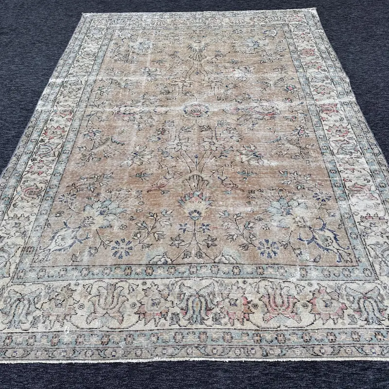 Bej Mavi Kamuflaj Halı, 0,6x9,5 ft Şık Dekor