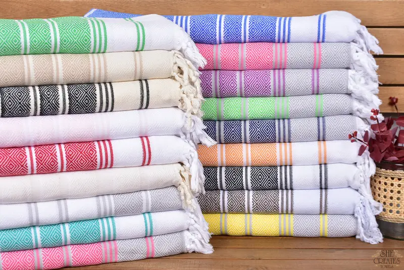 Travel Towel, Turkish Tea Towel, Personalized Hand Towel, Gym Towel, 40x18 Cotton Diamond Towel, Custom Hand Towel, Custom Turkish Towel, Spa Gift - 1