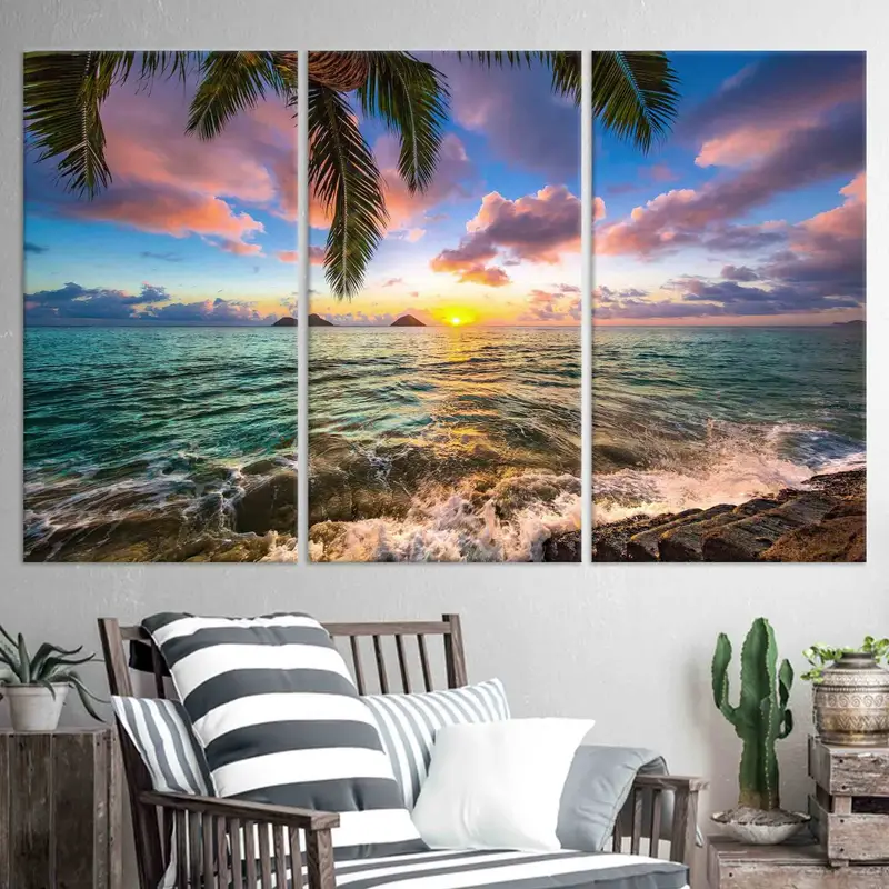 Kailua Sunrise, Coastal Wall Decor, Canvas Wall Art, Tropical Canvas Art, Sunrise Landscape, Sunset View Wall Art, Sea Landscape Wall Decor, - 4