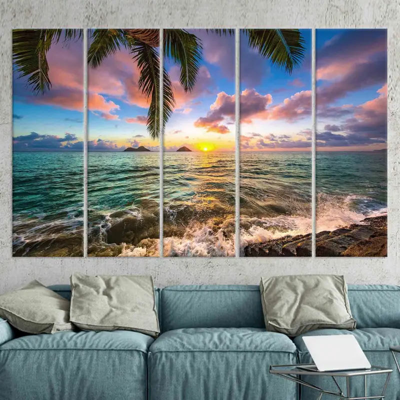 Kailua Sunrise, Coastal Wall Decor, Canvas Wall Art, Tropical Canvas Art, Sunrise Landscape, Sunset View Wall Art, Sea Landscape Wall Decor, - 6