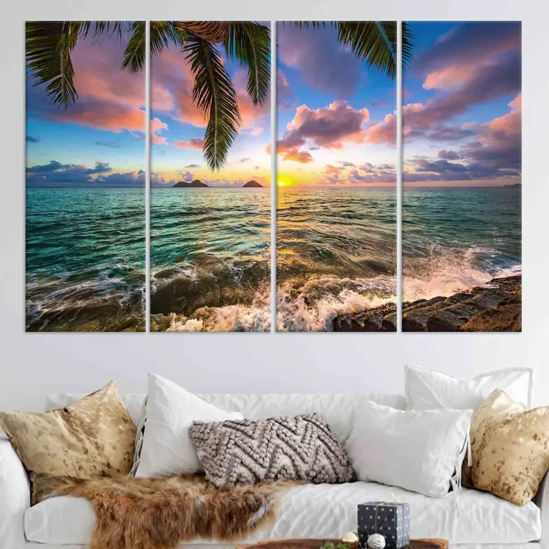 Kailua Sunrise, Coastal Wall Decor, Canvas Wall Art, Tropical Canvas Art, Sunrise Landscape, Sunset View Wall Art, Sea Landscape Wall Decor, - 5