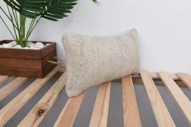 8x16 Beige Cushion, Vintage Pillow, Boho Pillow, Antique Pillows, Turkish Kilim Pillow, Decorative Pillow, Turkish Bench Pillow, Cushion Cover - 4
