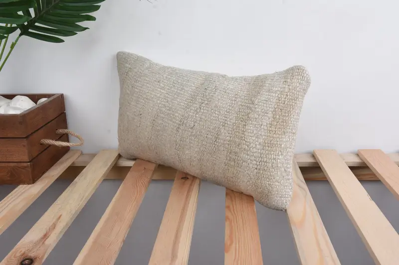 8x16 Beige Cushion, Vintage Pillow, Boho Pillow, Antique Pillows, Turkish Kilim Pillow, Decorative Pillow, Turkish Bench Pillow, Cushion Cover - 5
