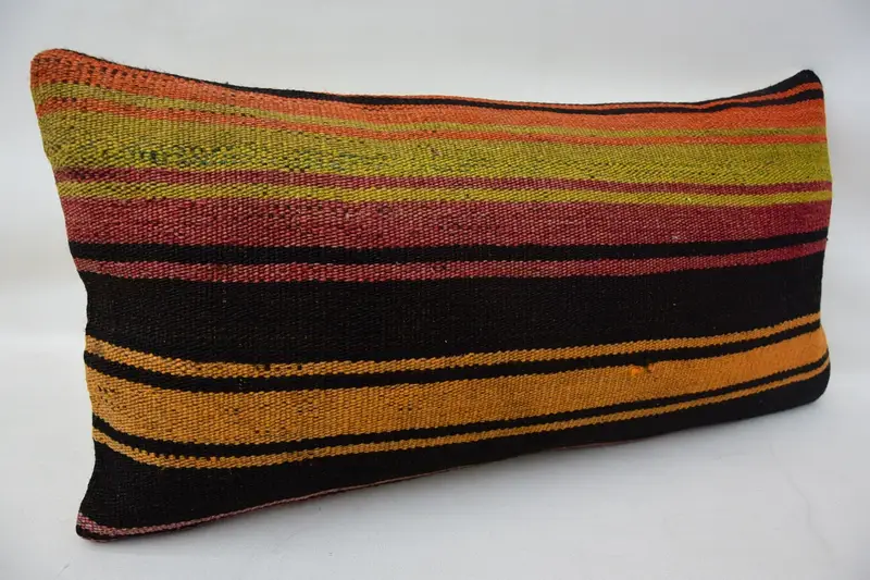Couch Cushion, Knitted Pillow Case, Vintage Kilim Throw Pillow, 12x24 Green Pillow Cover, Boho Pillow Sham Cover, Pillow Sham, Turkish Kilim Pillow - 2