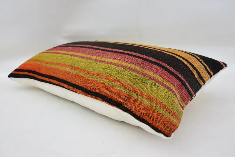 Couch Cushion, Knitted Pillow Case, Vintage Kilim Throw Pillow, 12x24 Green Pillow Cover, Boho Pillow Sham Cover, Pillow Sham, Turkish Kilim Pillow - 6