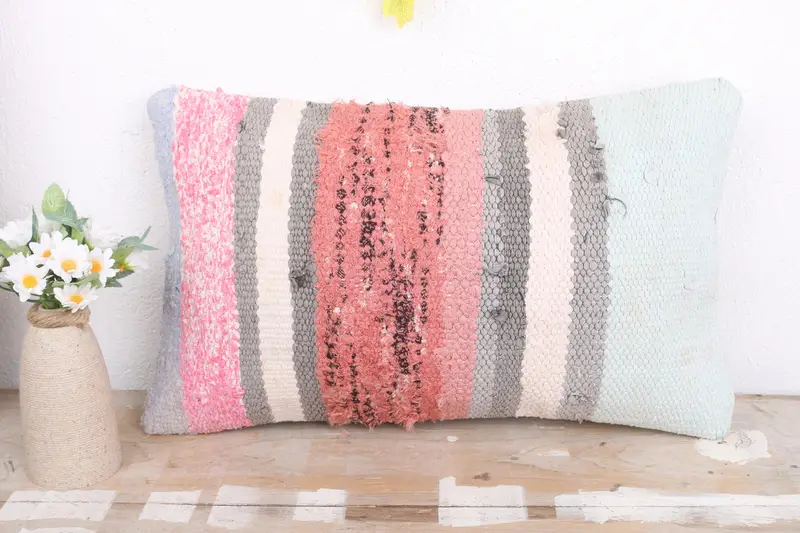 Art Deco Cushion Cover, Cushion Case, Throw Kilim Pillow, Turkish Pillow, 12x20 White Pillow Cover, Vintage Kilim Pillow - 2