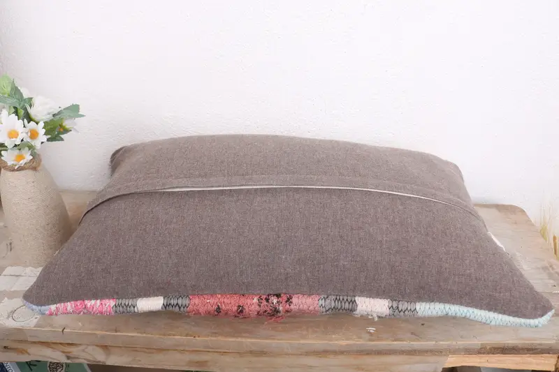 Art Deco Cushion Cover, Cushion Case, Throw Kilim Pillow, Turkish Pillow, 12x20 White Pillow Cover, Vintage Kilim Pillow - 7