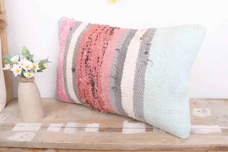 Art Deco Cushion Cover, Cushion Case, Throw Kilim Pillow, Turkish Pillow, 12x20 White Pillow Cover, Vintage Kilim Pillow - 4