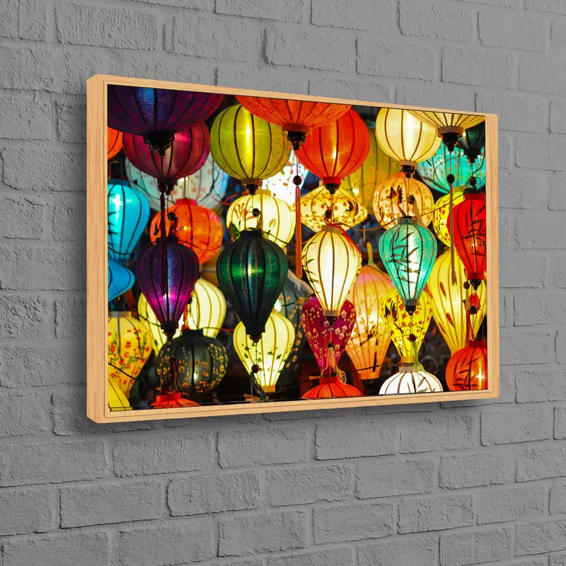 Vibrant Asia Lantern Festival Canvas: Colorful Printed Artwork