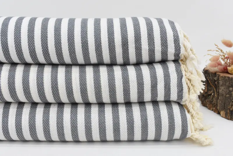 Xmas Gifts Dark Gray Striped Woven Throw Blanket, 103x75 Inches