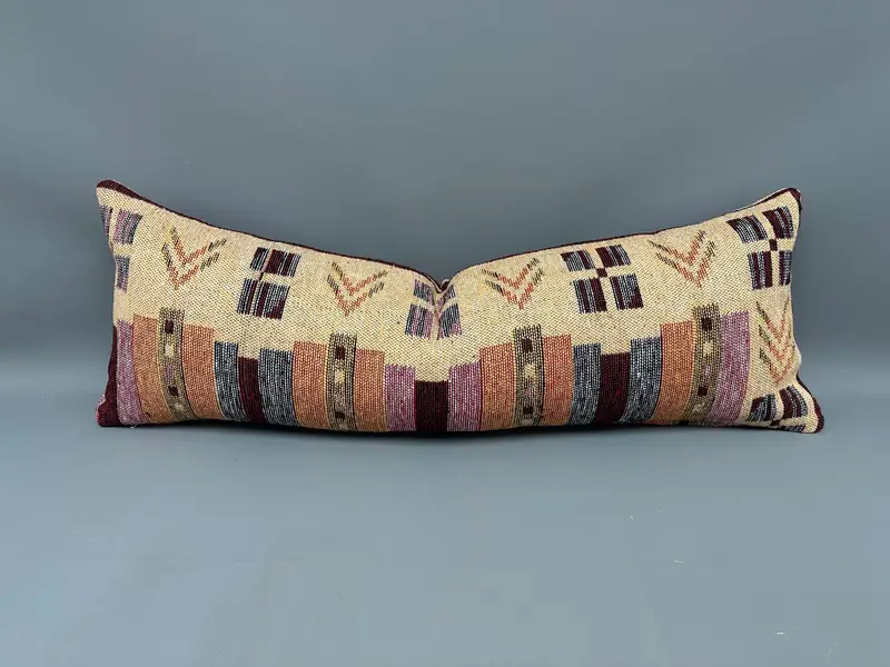 Antique Pillows, 16x43 Yellow Pillow Sham, Accent Throw Pillow Sham, Cushion Case, Pillow for Sofa, Sofa Bolster Cushion, Kilim Pillow Cover - 1
