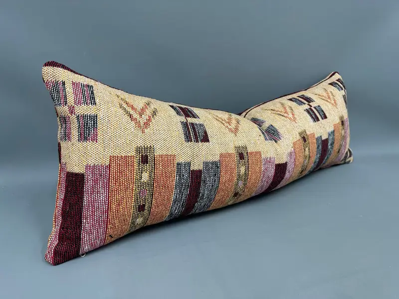 Antique Pillows, 16x43 Yellow Pillow Sham, Accent Throw Pillow Sham, Cushion Case, Pillow for Sofa, Sofa Bolster Cushion, Kilim Pillow Cover - 2