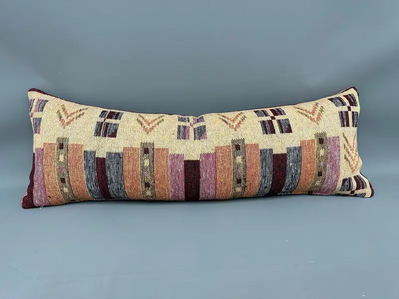 Antique Pillows, 16x43 Yellow Pillow Sham, Accent Throw Pillow Sham, Cushion Case, Pillow for Sofa, Sofa Bolster Cushion, Kilim Pillow Cover - 4