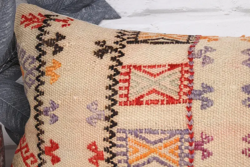 Bright Cushion Cover, Boho Pillow Sham Cover, 12x36 White Pillow Sham, Indoor Pillow Case, Turkish Pillow, Cushion, Throw Kilim Pillow - 2