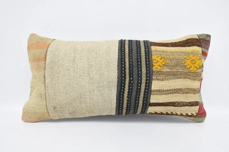 Throw 12x24 inch Cushion Case, White Moroccan Striped Cushion - 1