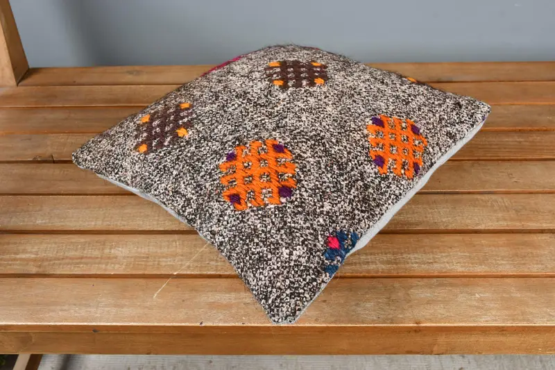 Interior Designer Pillow, Kilim Pillow Cover, 14x14 Brown Pillow Cover, Sofa Cushion Cover, Ethnical Kilim Rug Pillow, Pillow, Comfy Throw Pillow - 2