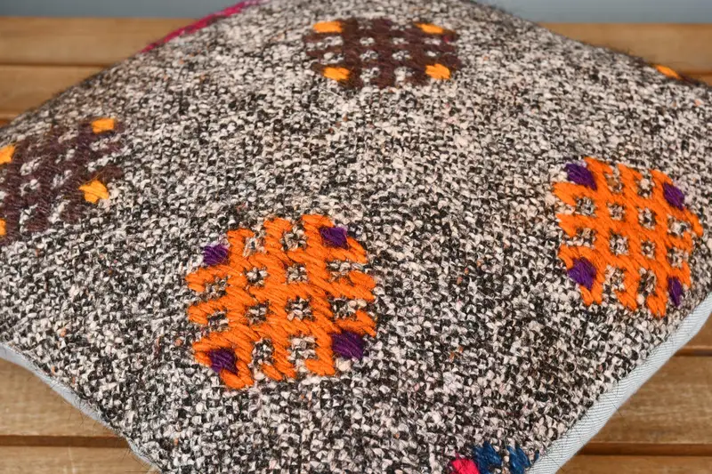 Interior Designer Pillow, Kilim Pillow Cover, 14x14 Brown Pillow Cover, Sofa Cushion Cover, Ethnical Kilim Rug Pillow, Pillow, Comfy Throw Pillow - 3