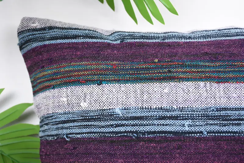 Knitted Cushion Cover, Cushion Case, Knitted Pillow, Oriental Cushion, Antique Pillows, Gift Pillow, 16x16 Purple Cushion, Handmade Kilim Cushion - 2