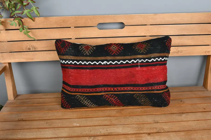Morroccon Kilim Cushion Cushion Cover, 16x24 Red Pillow Case, Turkish Pillow, Pillow, Pet Pillow, Pillow for Couch, Vintage Kilim Pillow - 6