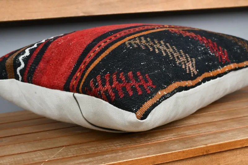 Morroccon Kilim Cushion Cushion Cover, 16x24 Red Pillow Case, Turkish Pillow, Pillow, Pet Pillow, Pillow for Couch, Vintage Kilim Pillow - 3