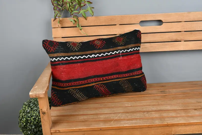 Morroccon Kilim Cushion Cushion Cover, 16x24 Red Pillow Case, Turkish Pillow, Pillow, Pet Pillow, Pillow for Couch, Vintage Kilim Pillow - 1