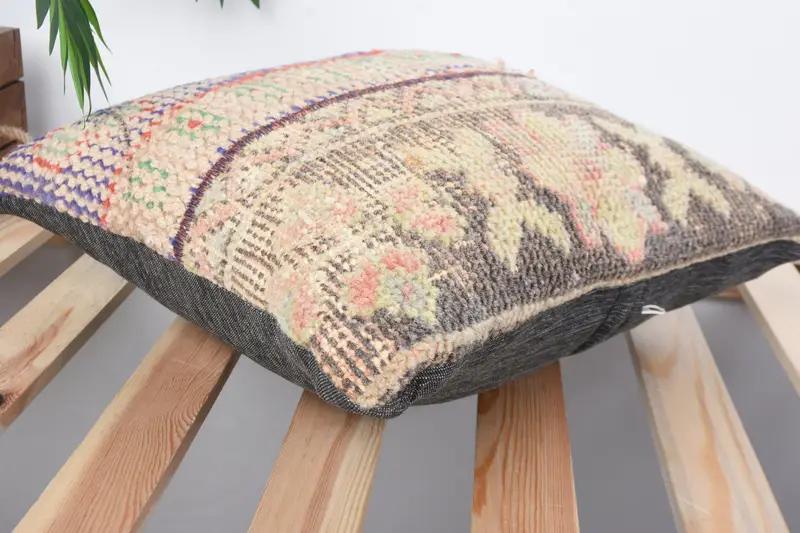 Pillow, Vintage Kilim Throw Pillow, Handmade Kilim Cushion, Kilim Pillow, Luxury Pillow Cover, 14x14 Blue Pillow Sham, Outdoor Bolster Pillow - 6