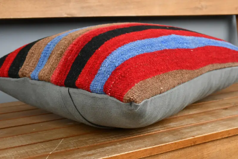 Turkish Kilim Pillow, Toss Cushion Case, Boho Pillow Sham Cover, Pillow, Turkish Pillow, Aztec Pillow Cover, 16x24 Orange Pillow Sham - 3