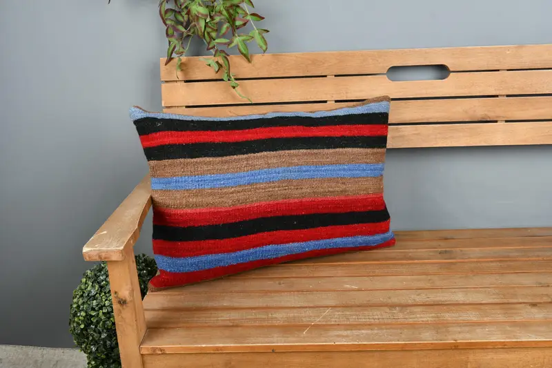 Turkish Kilim Pillow, Toss Cushion Case, Boho Pillow Sham Cover, Pillow, Turkish Pillow, Aztec Pillow Cover, 16x24 Orange Pillow Sham - 1