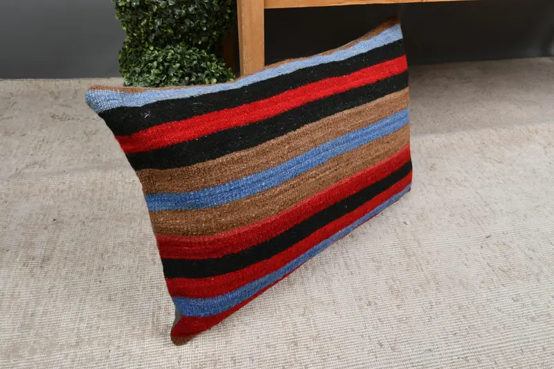 Turkish Kilim Pillow, Toss Cushion Case, Boho Pillow Sham Cover, Pillow, Turkish Pillow, Aztec Pillow Cover, 16x24 Orange Pillow Sham - 7
