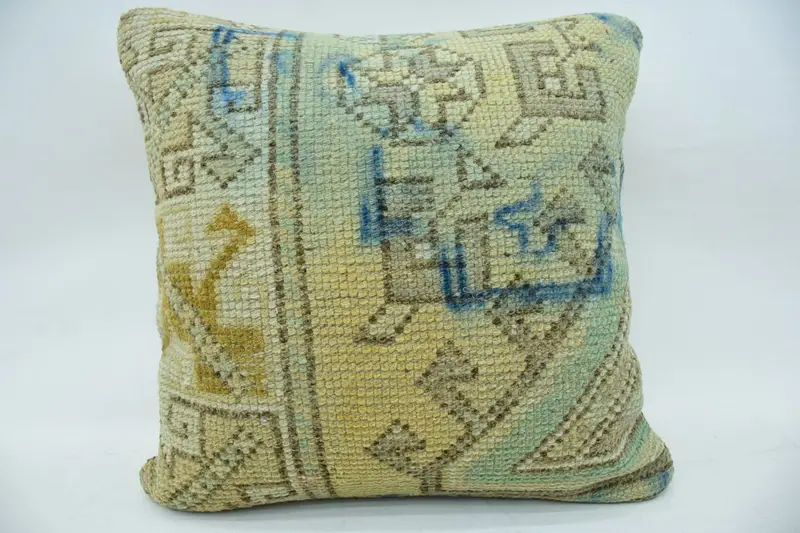 Antique Pillows, Turkish Rugs Cushion Cover, Pillow Case, Vintage Pillow, Ethnic Cushion Case, 18x18 Beige Pillow Case, Pillow for Couch - 4